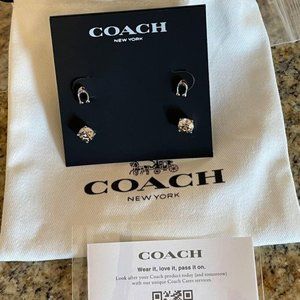 Signature And Stone Stud Earrings Set - COACH